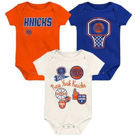 Outerstuff Knicks  Newborn Littlest Player 3pack Creeper Set