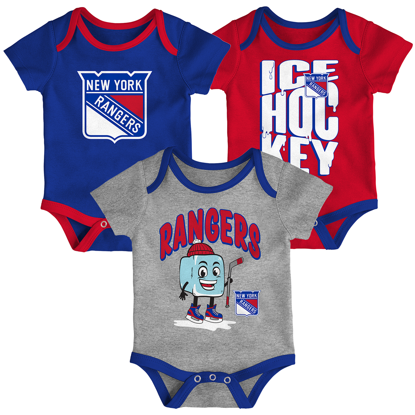 Newborn Rangers Triple Header 3 Piece Onesie Set