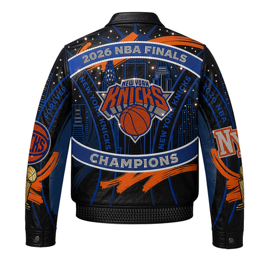JH Design Hand Cut All Leather Knicks 2026 NBA Champions Jacket