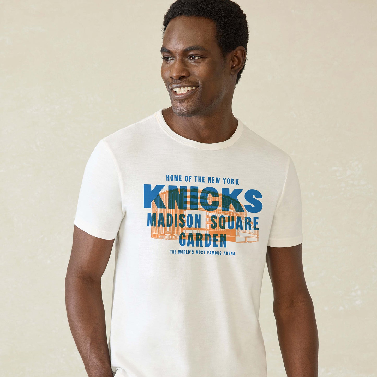 Faherty Knicks Madison Square Garden White Sunwashed Tee