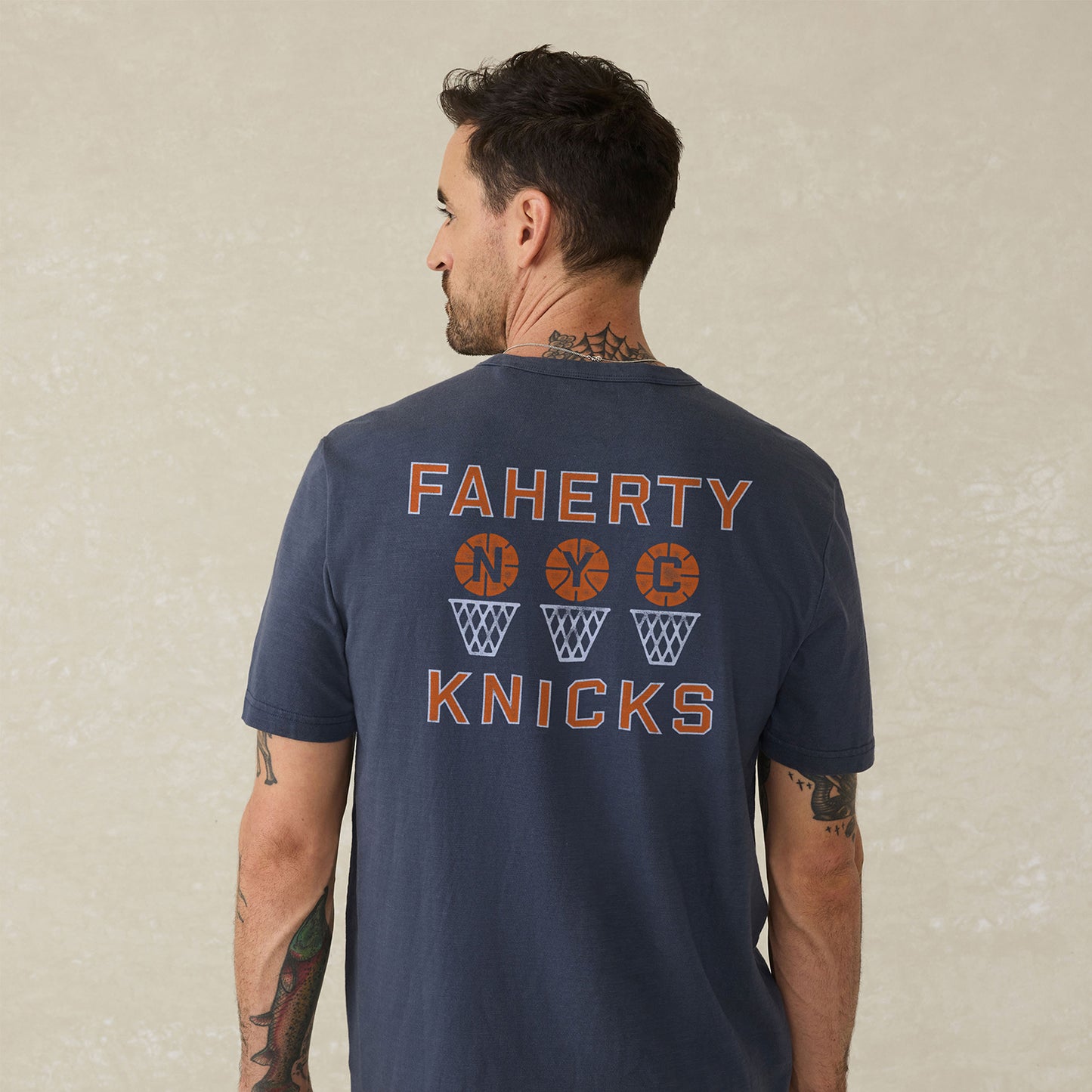 Faherty Knicks Navy NYC Pocket Sunwashed Tee