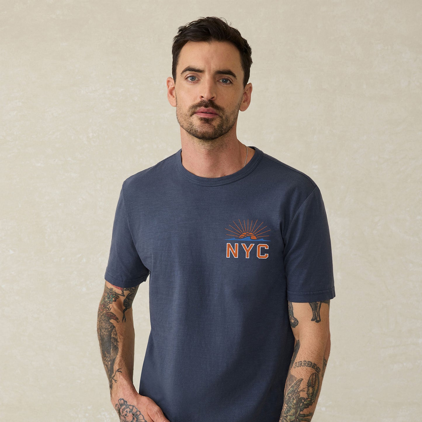 Faherty Knicks Navy NYC Pocket Sunwashed Tee
