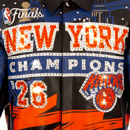 JH Design Hand Cut All Leather Knicks 2026 NBA Champions Jacket