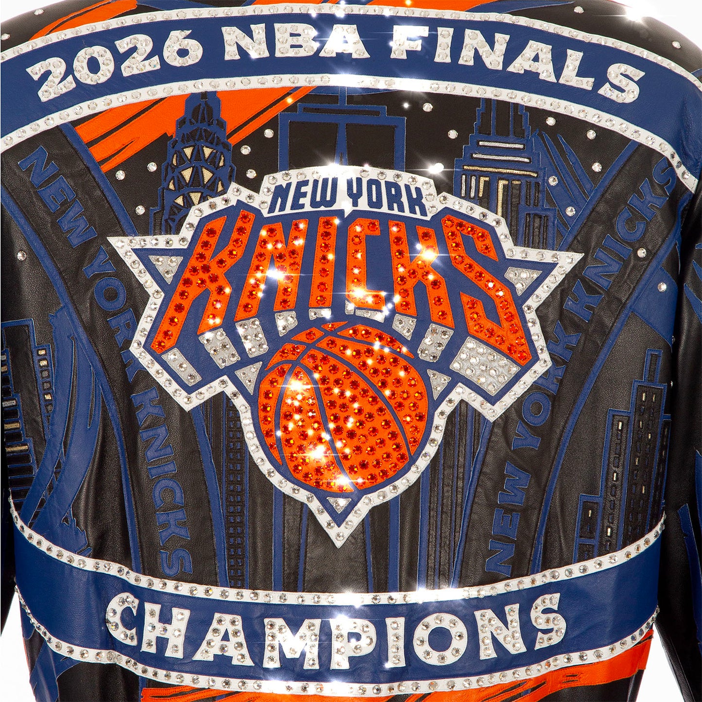 JH Design Hand Cut All Leather Knicks 2026 NBA Champions Jacket