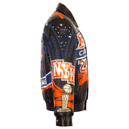 JH Design Hand Cut All Leather Knicks 2026 NBA Champions Jacket