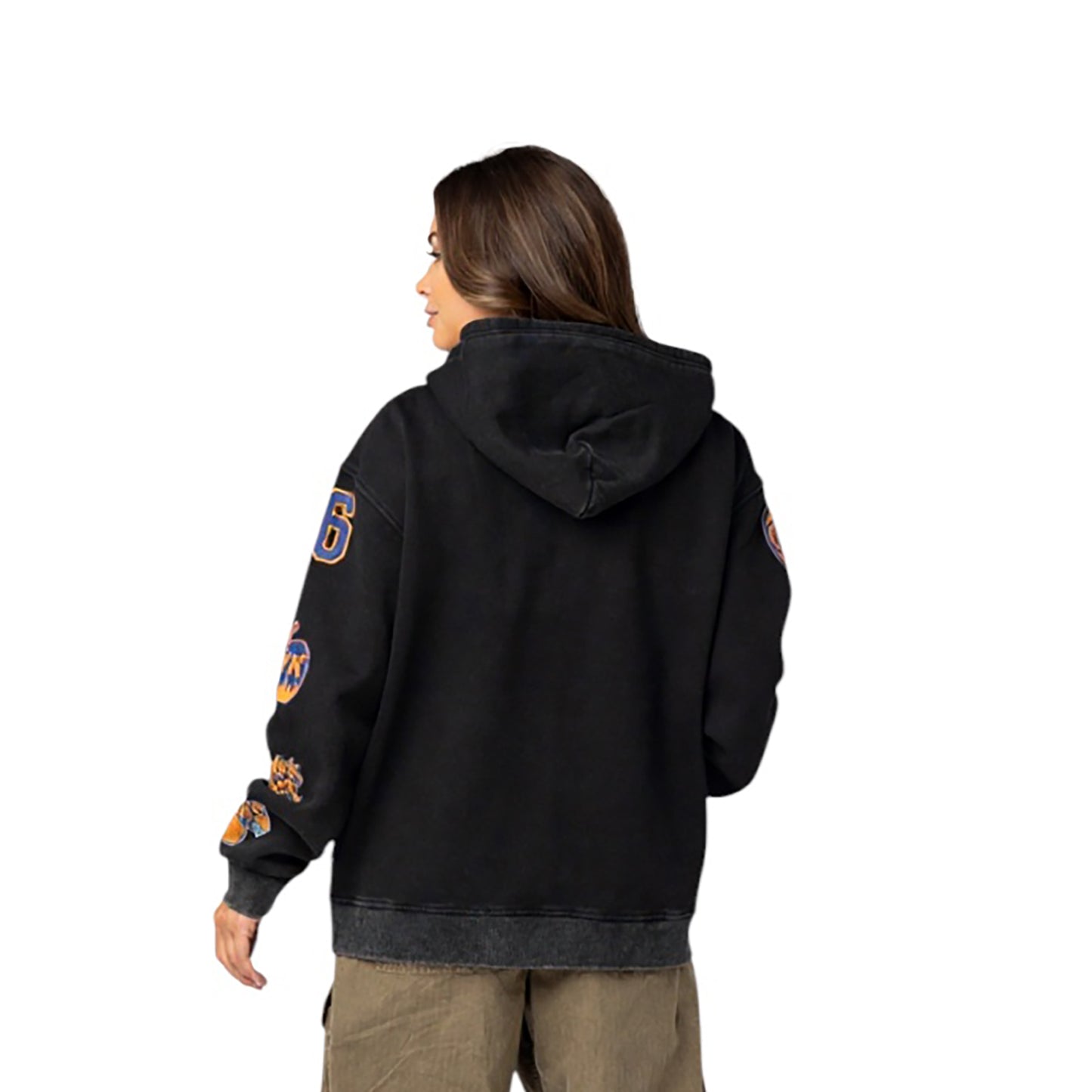 Wild Collective Knicks Acid Wash Oversized Full Zip Hoodie