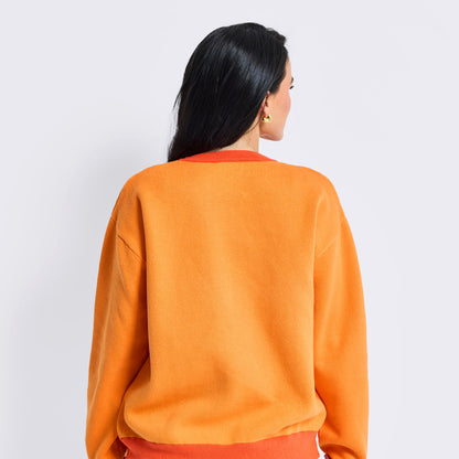 Terez Knicks Orange Knit Cotton Color Tonal Crew Sweater