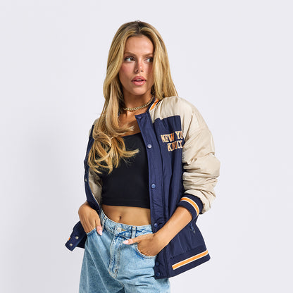 Terez Knicks Navy Double Yoke Bomber Jacket