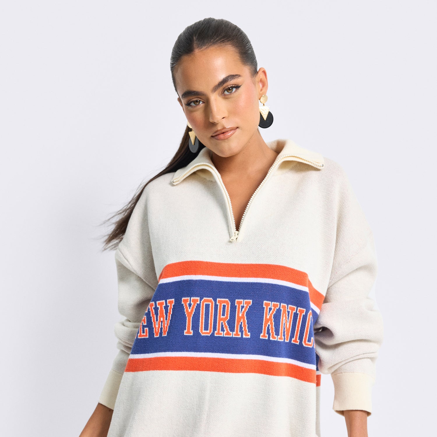 Terez Knicks Knit Cotton Quarter Zip Sweater – Shop Madison Square