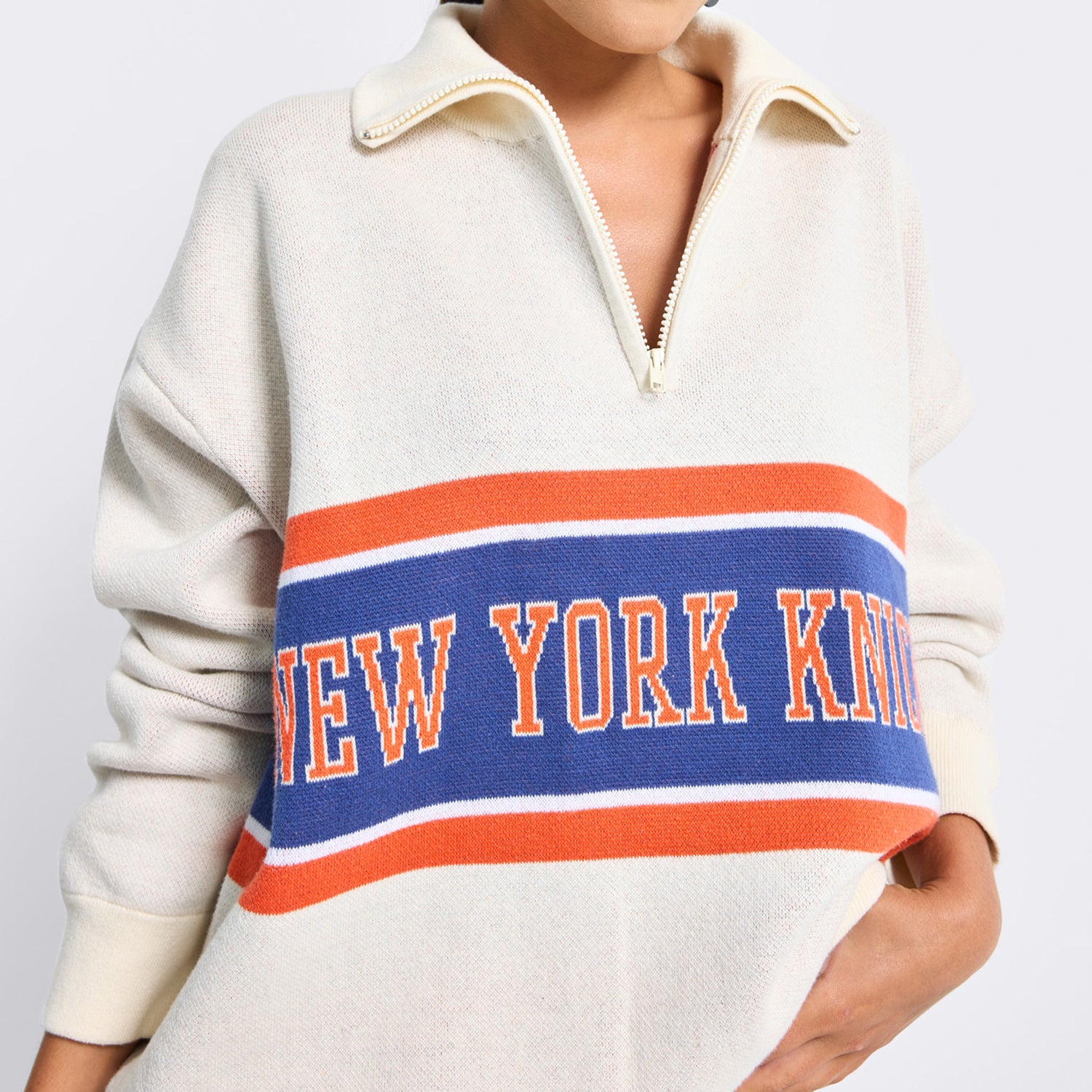 Terez Knicks Knit Cotton Quarter Zip Sweater – Shop Madison Square