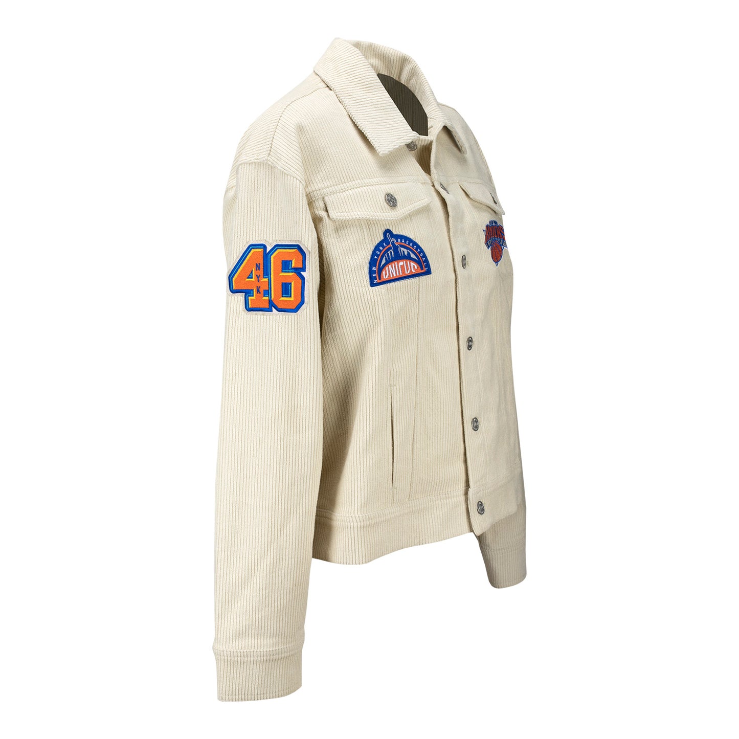 Women's Wild Collective Knicks Corduroy Shacket In White - Angled Right View