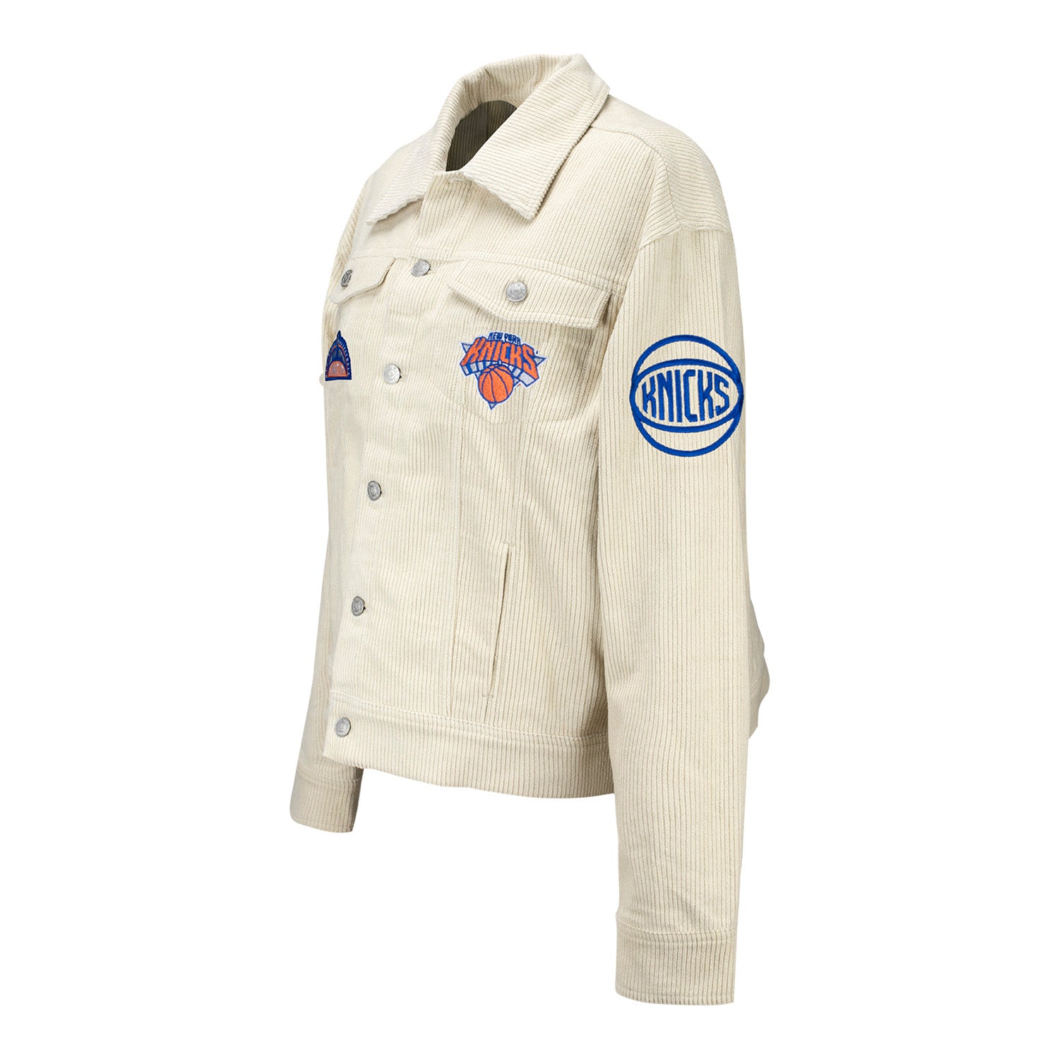 Women's Wild Collective Knicks Corduroy Shacket In White - Angled Left View