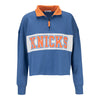 Women's '47 Brand Knicks Remi Quarter Zip In Blue, White & Orange - Front View