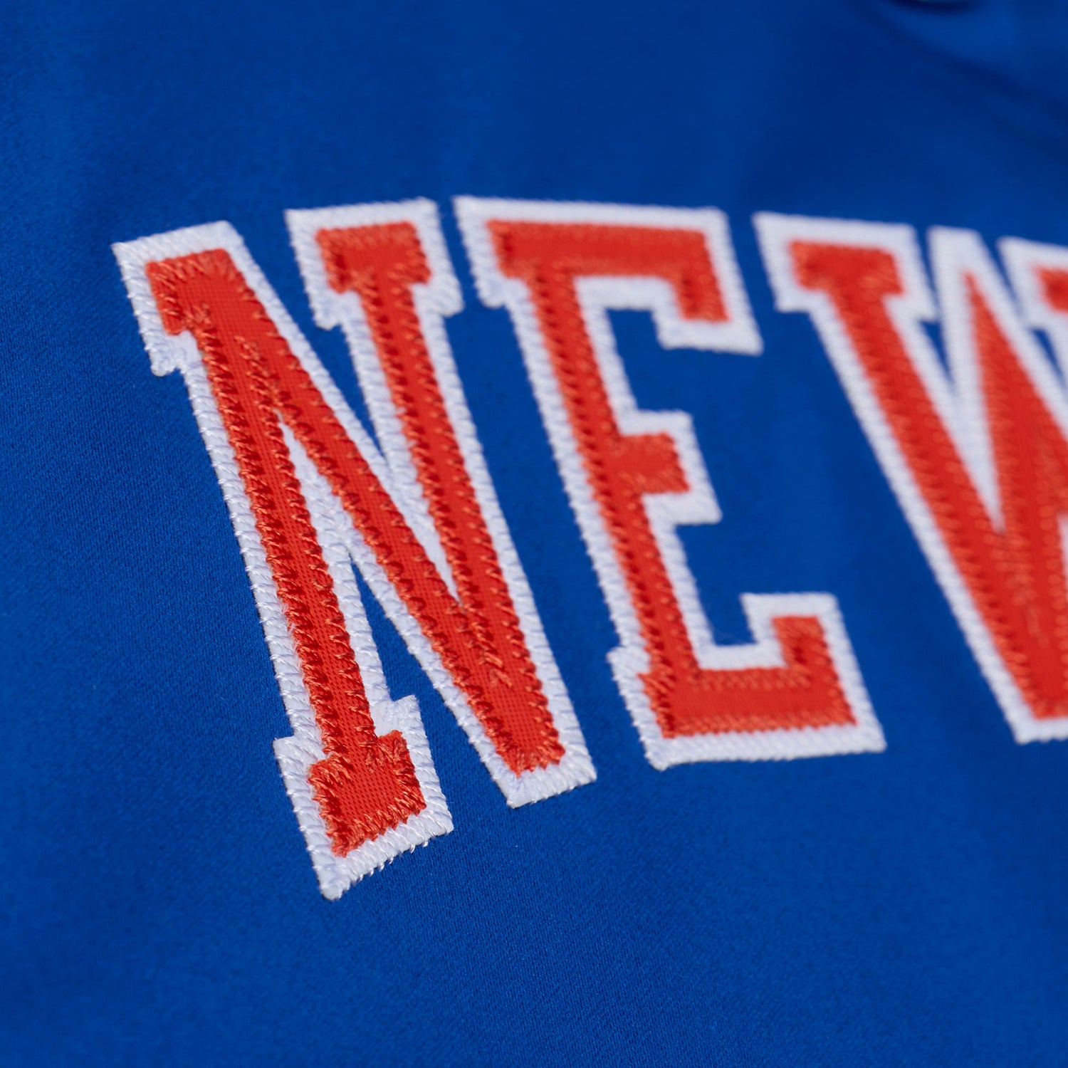 Women's Mitchell & Ness Knicks Double Clutch Crop Satin Jacket - Wordmark View