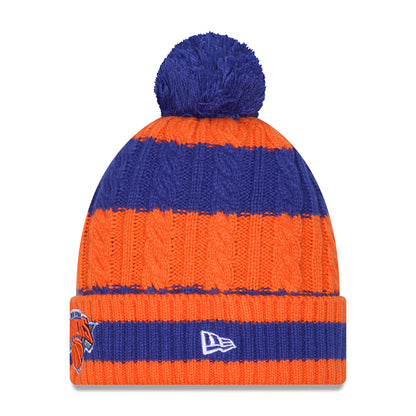 Women's New Era Knicks Braided Royal/Orange Knit Pom - Side Vew