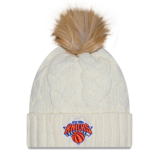 Women's New Era Knicks Fur Chrome Knit Pom - Front View