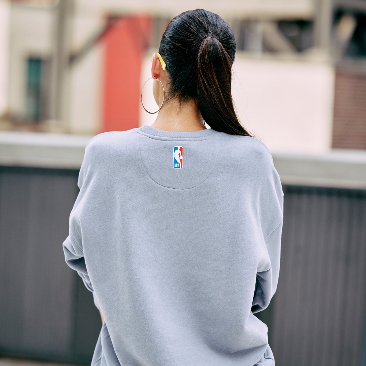Terez Knicks Grey Cotton Cloud Embossed Crew - Back View