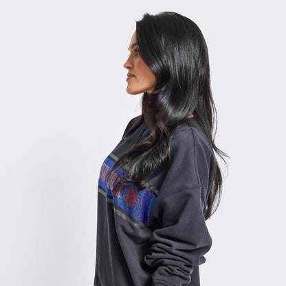 Terez Knicks Black New York Gemstone STripe Logo Crew - Side View