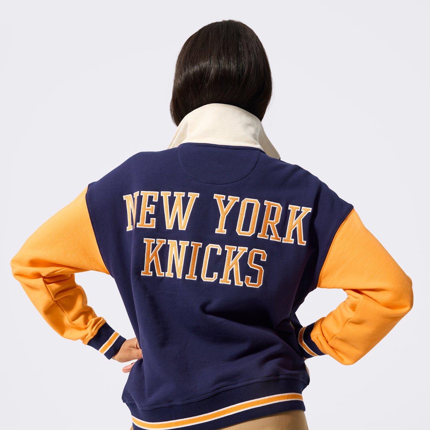 Terez Knicks Colorblock Quarter Zip Pullover - Back View