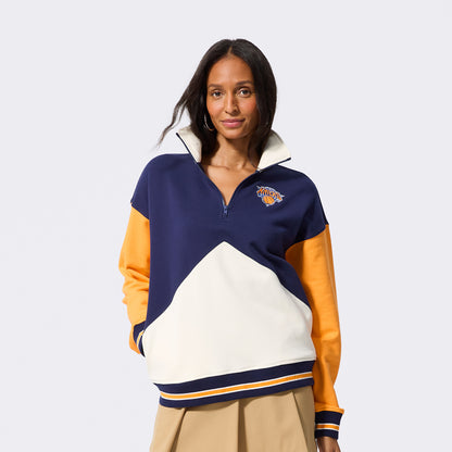 Terez Knicks Colorblock Quarter Zip Pullover - Front View