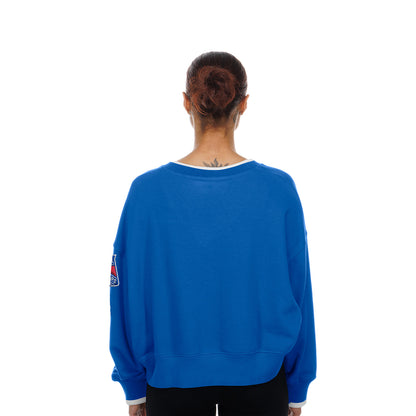 Women's New Era Knicks Royal V-Neck Sweater - Back View