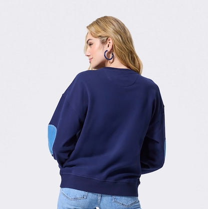 Terez Knicks Denim Patch Crew - Back View