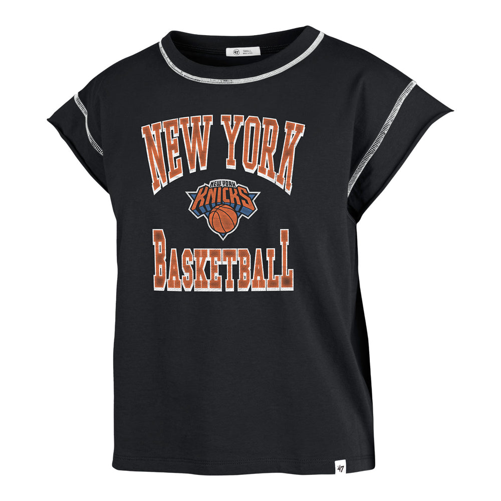 Women's New York Knicks Pro Standard Cream Retro Classic Cropped Boxy  T-Shirt