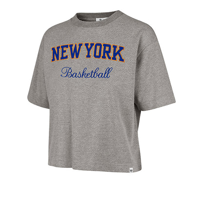 Women's '47 Brand Knicks Pivot Drop Needle City Tee - Front View