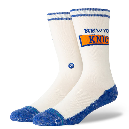 Stance Knicks White/Royal Victory Crew Sock - Side View