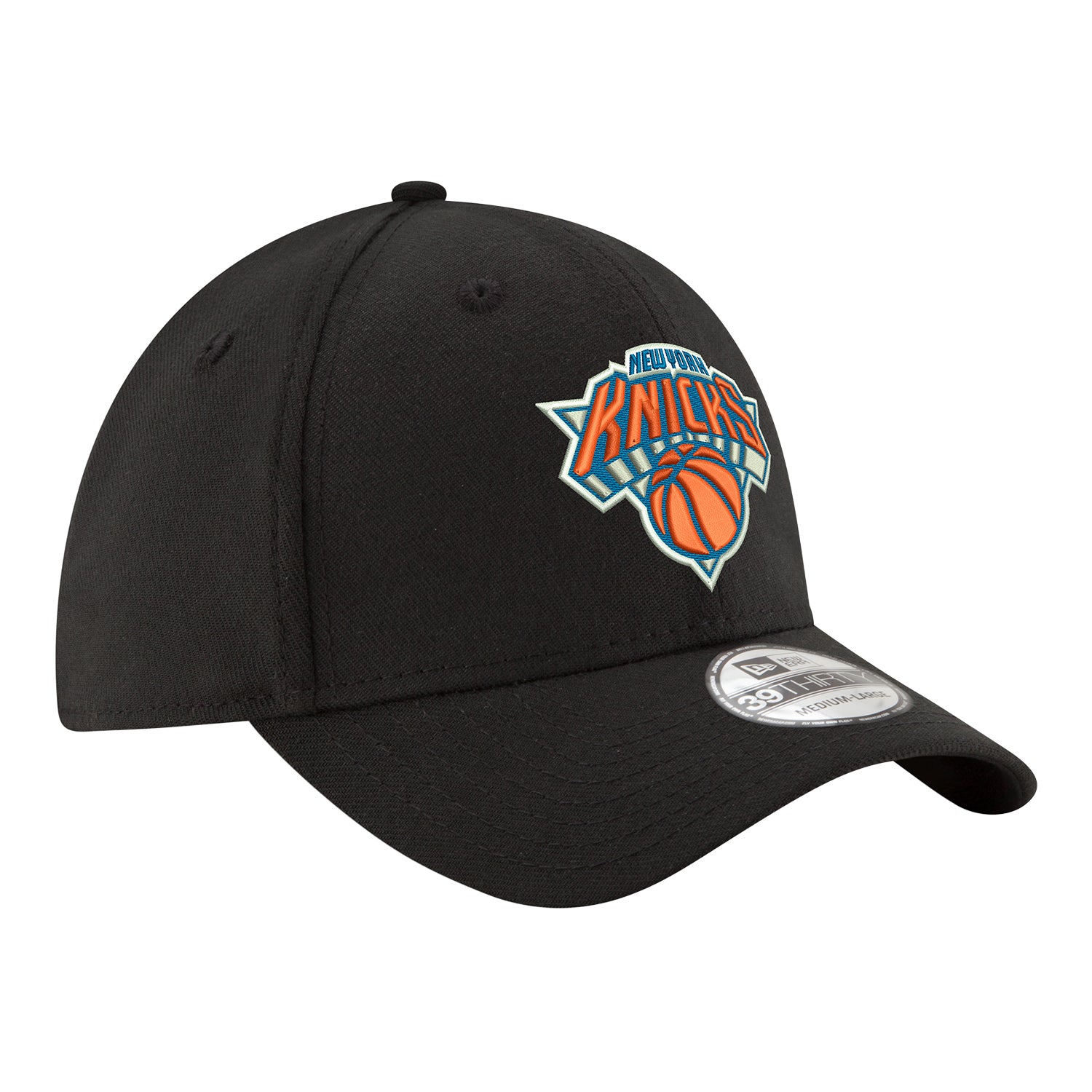 New Era Knicks 39THIRTY Flex Hat In Black - Front Right View