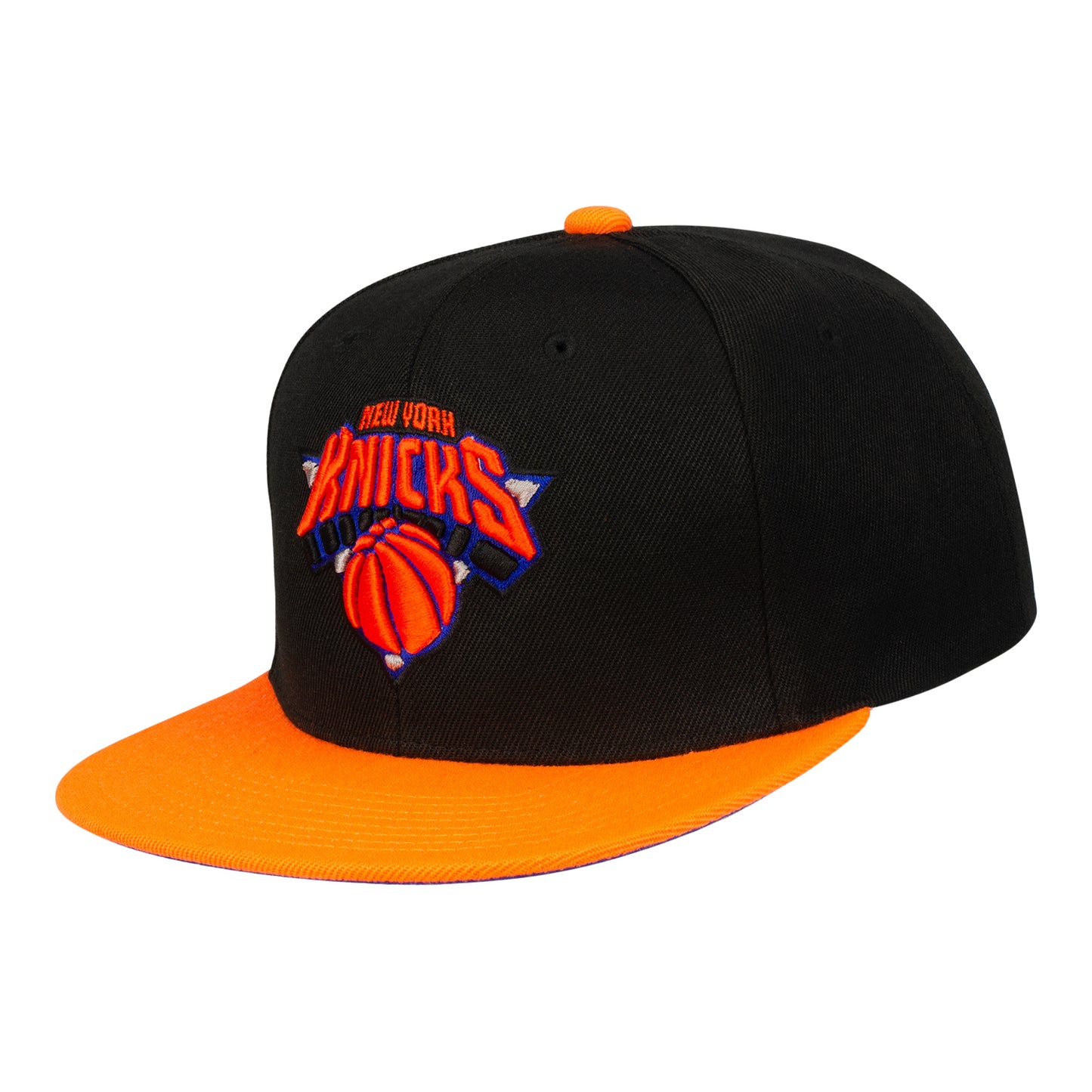 Mitchell & Ness Knicks Reload Snapback Hat In Black - Front Left View