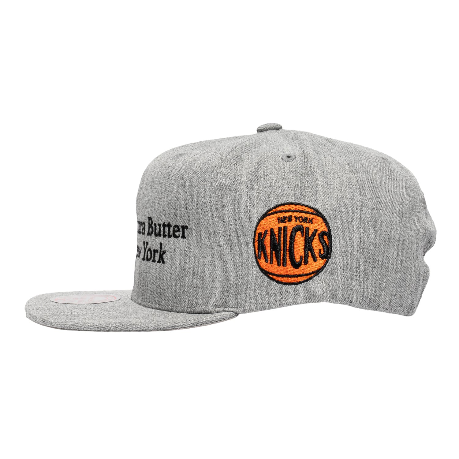 Knicks x Extra Butter x Mitchell & Ness Origin Snapback In Grey - Left View
