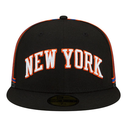 New Era Knicks 21-22 City Edition Official 5950 Hat In Black - Front View