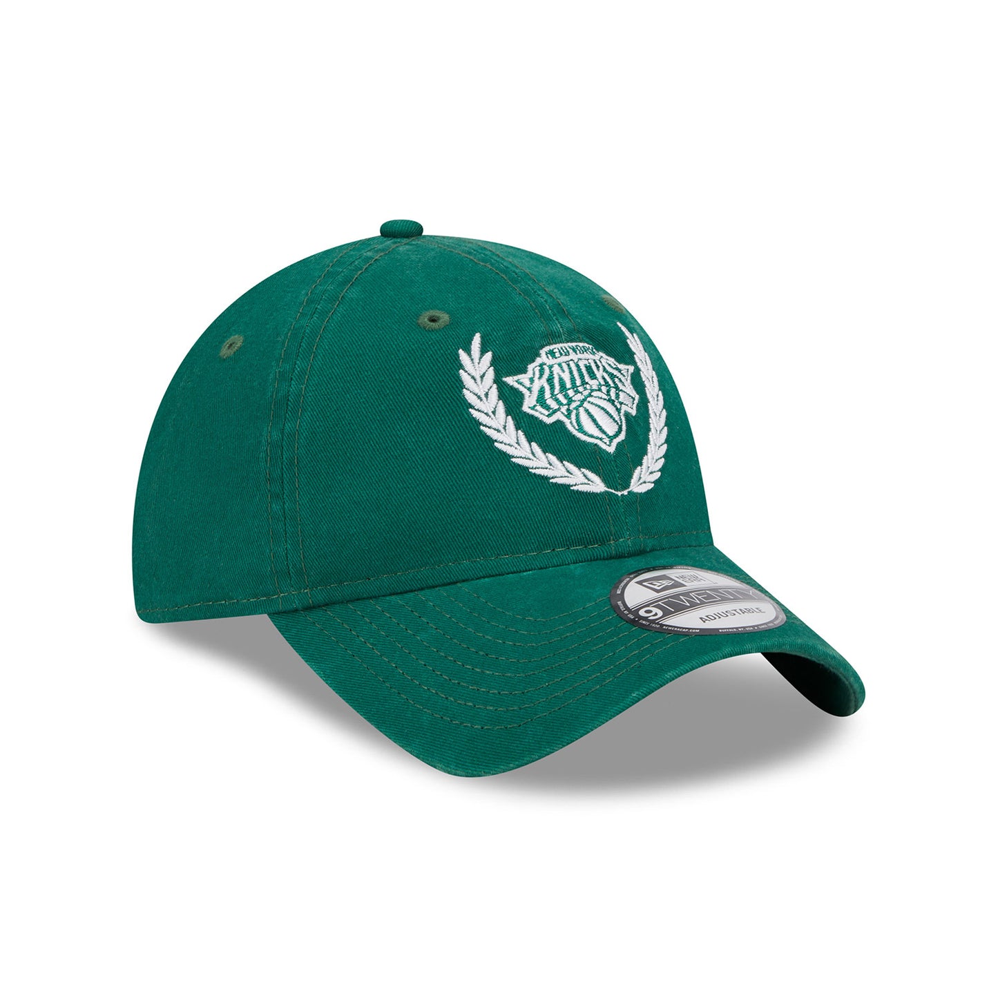 New Era Knicks Golf Emerald Green Leaves Adjustable Hat - Angled Right Side View