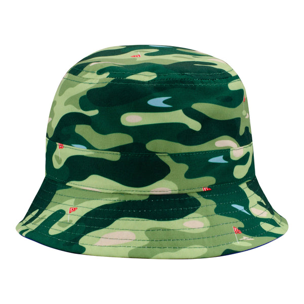 New Era Knicks Golf Print Reversible Bucket Hat - In Green - Reversible Back View