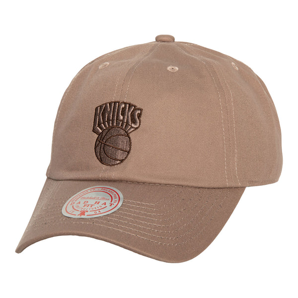 Mitchell & Ness Knicks Terra Strapback Hat - In Brown - Front View