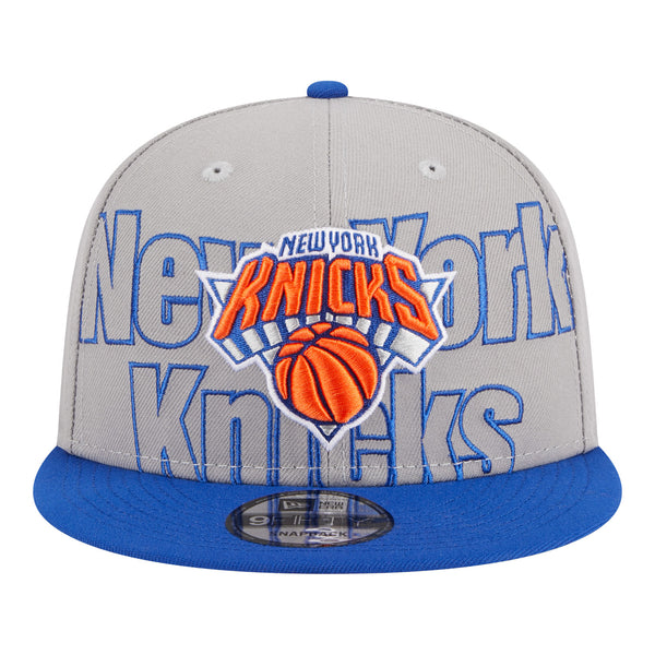 New Era Knicks 2023 Official Draft 950 Snapback Hat - In Grey - Front View