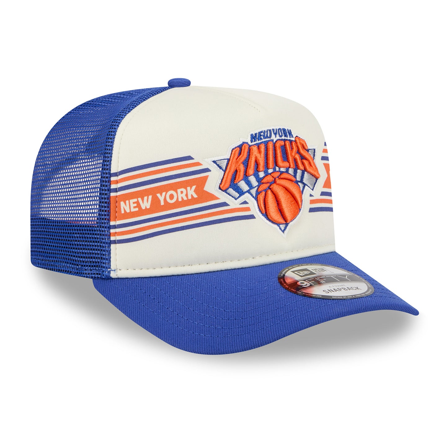 New Era Knicks Banner 950 A Frame Snapback Chrome/Royal - Front Right View