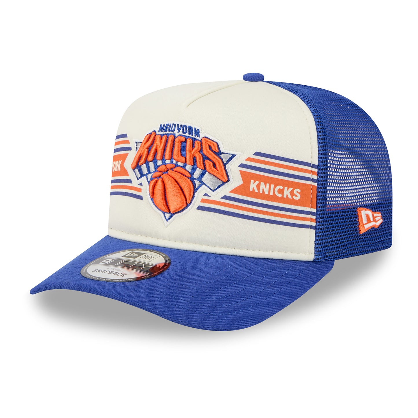 New Era Knicks Banner 950 A Frame Snapback Chrome/Royal - Front Left View