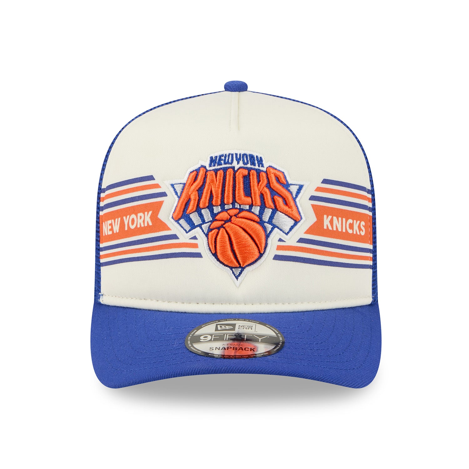 New Era Knicks Banner 950 A Frame Snapback Chrome/Royal - Front View