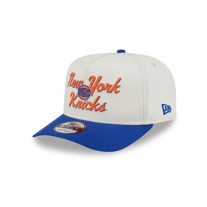 New Era Knicks Chainstitch 950 A Frame Snapback Chrome/Royal - Front Left View