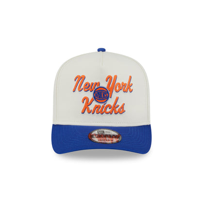 New Era Knicks Chainstitch 950 A Frame Snapback Chrome/Royal - Front View