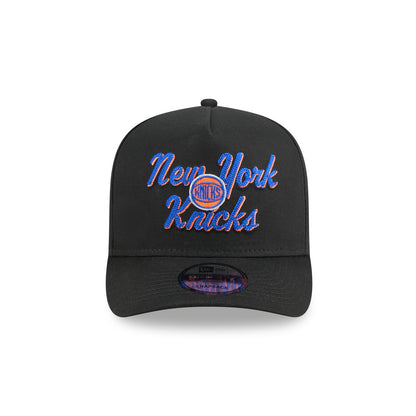 New Era Knicks Chainstitch 950 A Frame Snapback Black - Front View