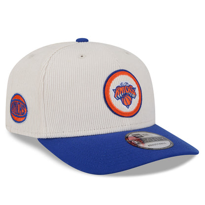 New Era Knicks Loyal Corduroy 970 Stretch Snapback Chrome/Royal - Front Right View