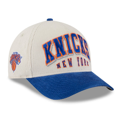 New Era Knicks 2Tone Sided 940 M-Crown A Frame Snapback Chrome/Royal - Front Right View