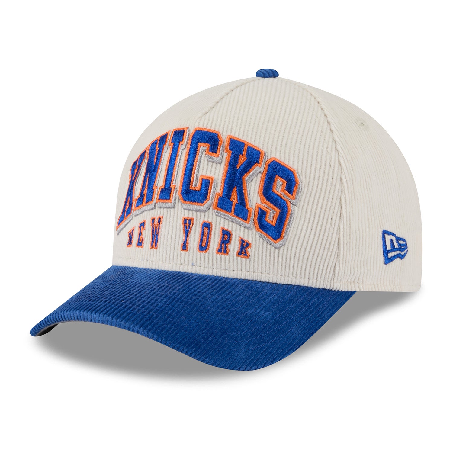New Era Knicks 2Tone Sided 940 M-Crown A Frame Snapback Chrome/Royal - Front Left View