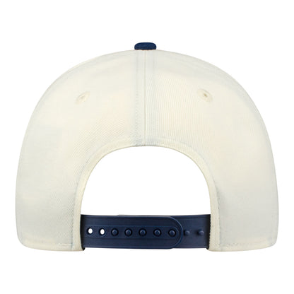 New Era Knicks Chrome White/Navy New York Wordmark 940 A-Frame Snapback In White - Back View