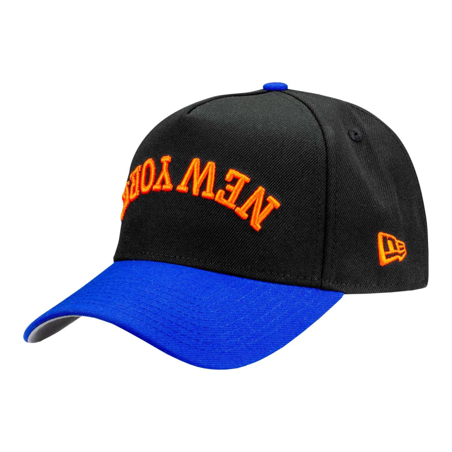 New Era Knicks Upside Down Two-Tone Black/Royal 940 A-Frame Snapback - Front Left View
