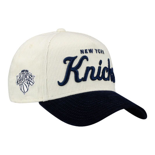 New Era Knicks Exclusive Two-Tone Corduroy Script 940 A-Frame Snapback Hat