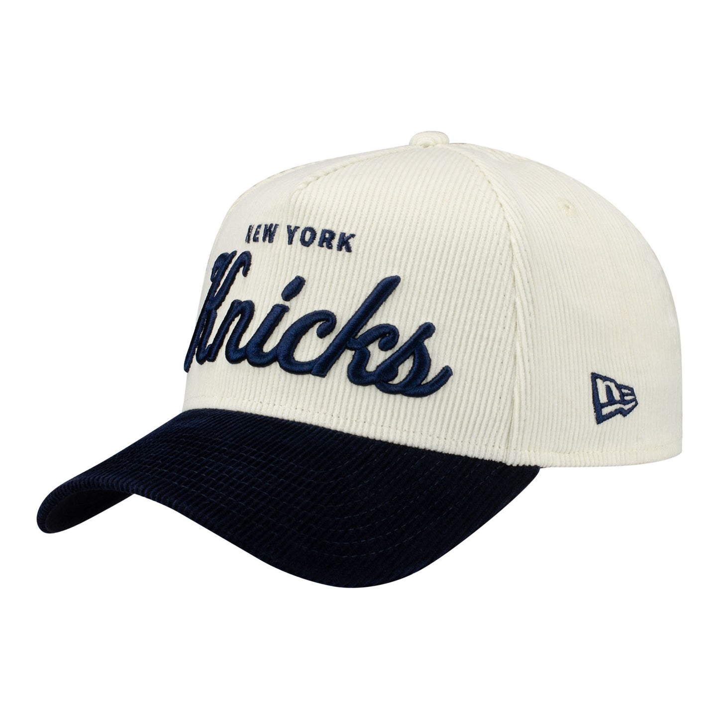 New Era Knicks Exclusive Two-Tone Corduroy Script 940 A-Frame Snapback Hat
